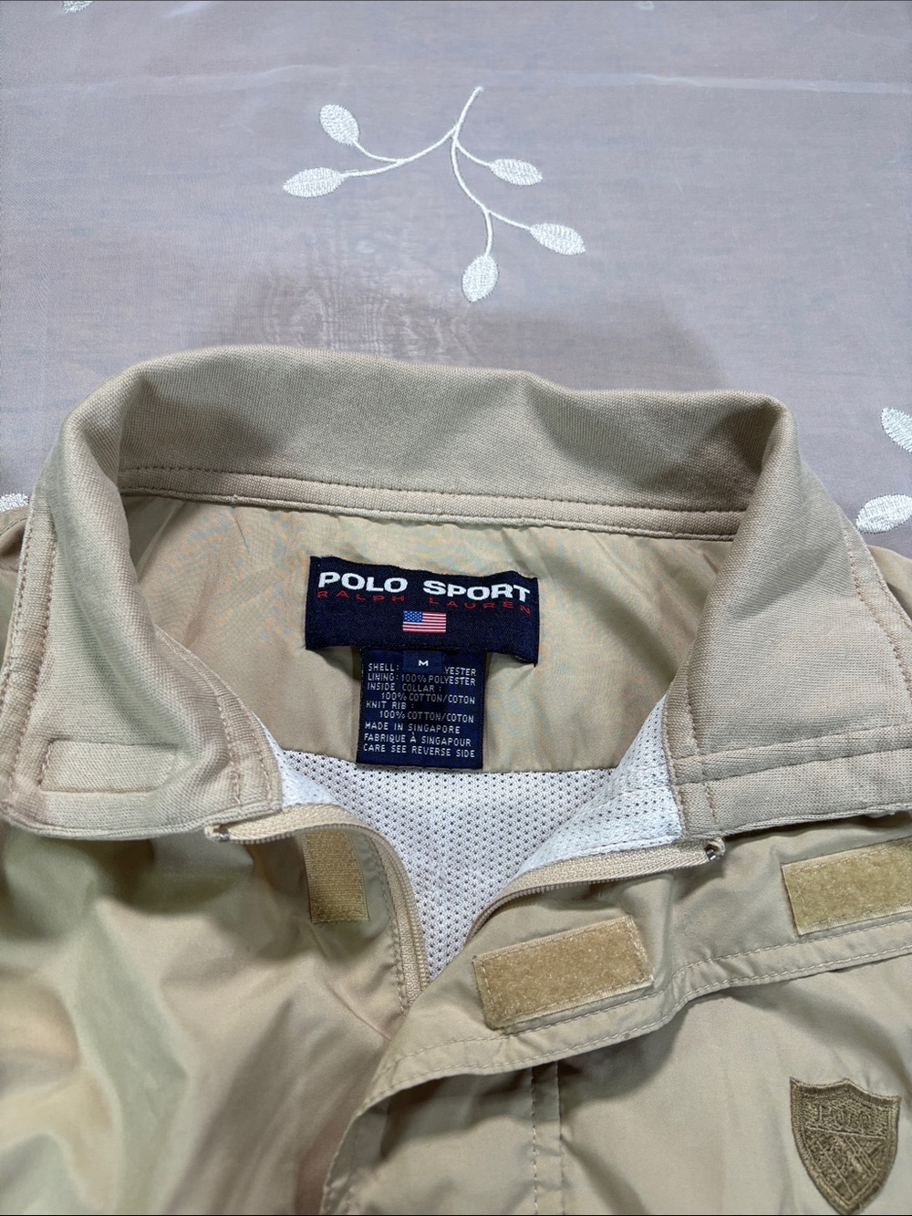 Polo by Ralph Lauren Sport Beige Pullover Windbreaker Men’s Jacket Sz M Half Zip - Picture 2 of 15